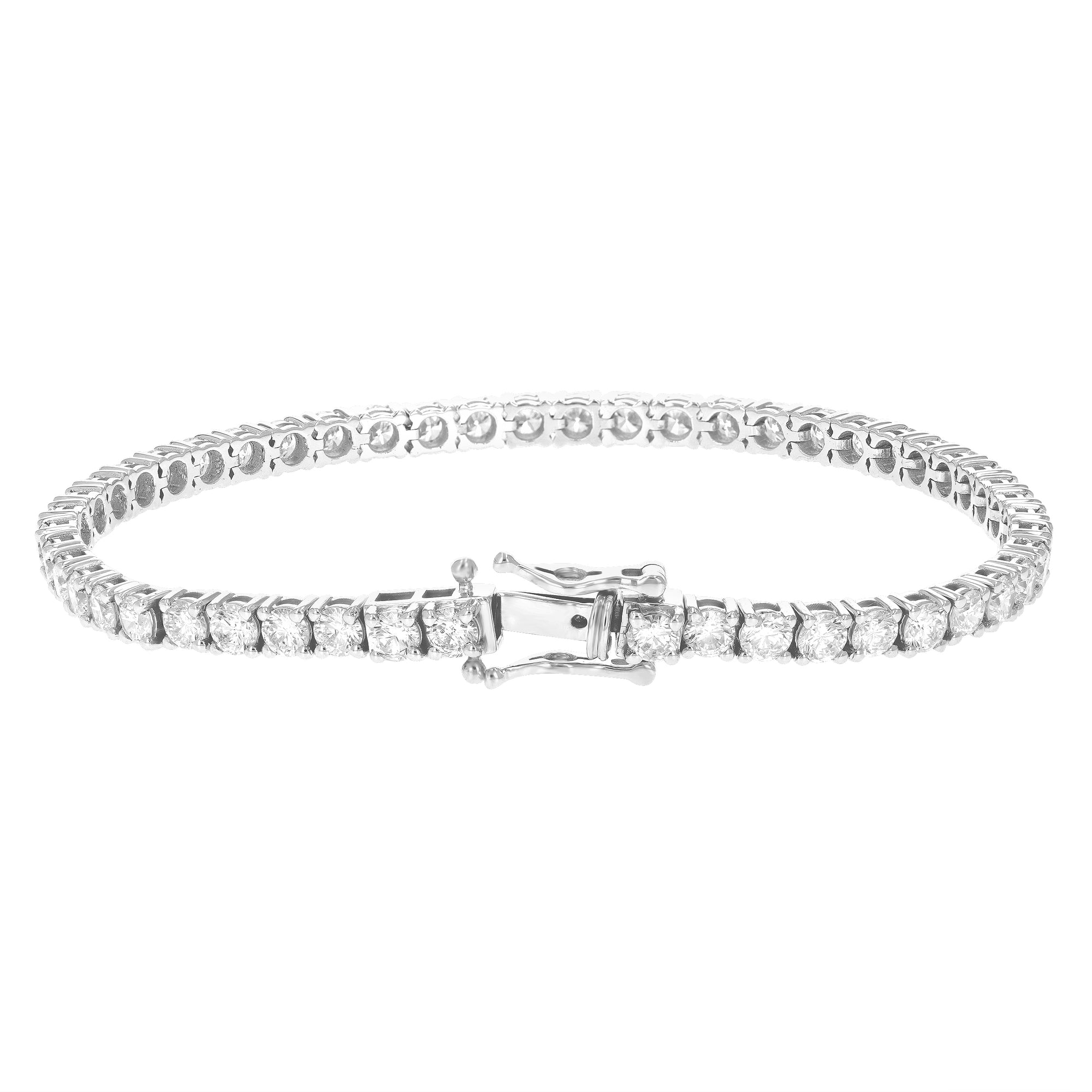 7 cttw Lab Grown Diamond Tennis Bracelet 14K White Gold Classic Prong Round 7 Inch