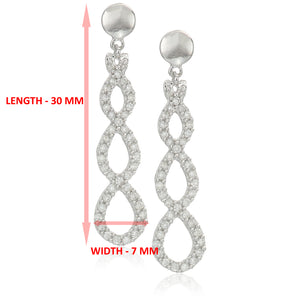 1/2 cttw Diamond Infinity Earrings Dangle Drop 10K White Gold 1.20 Inch