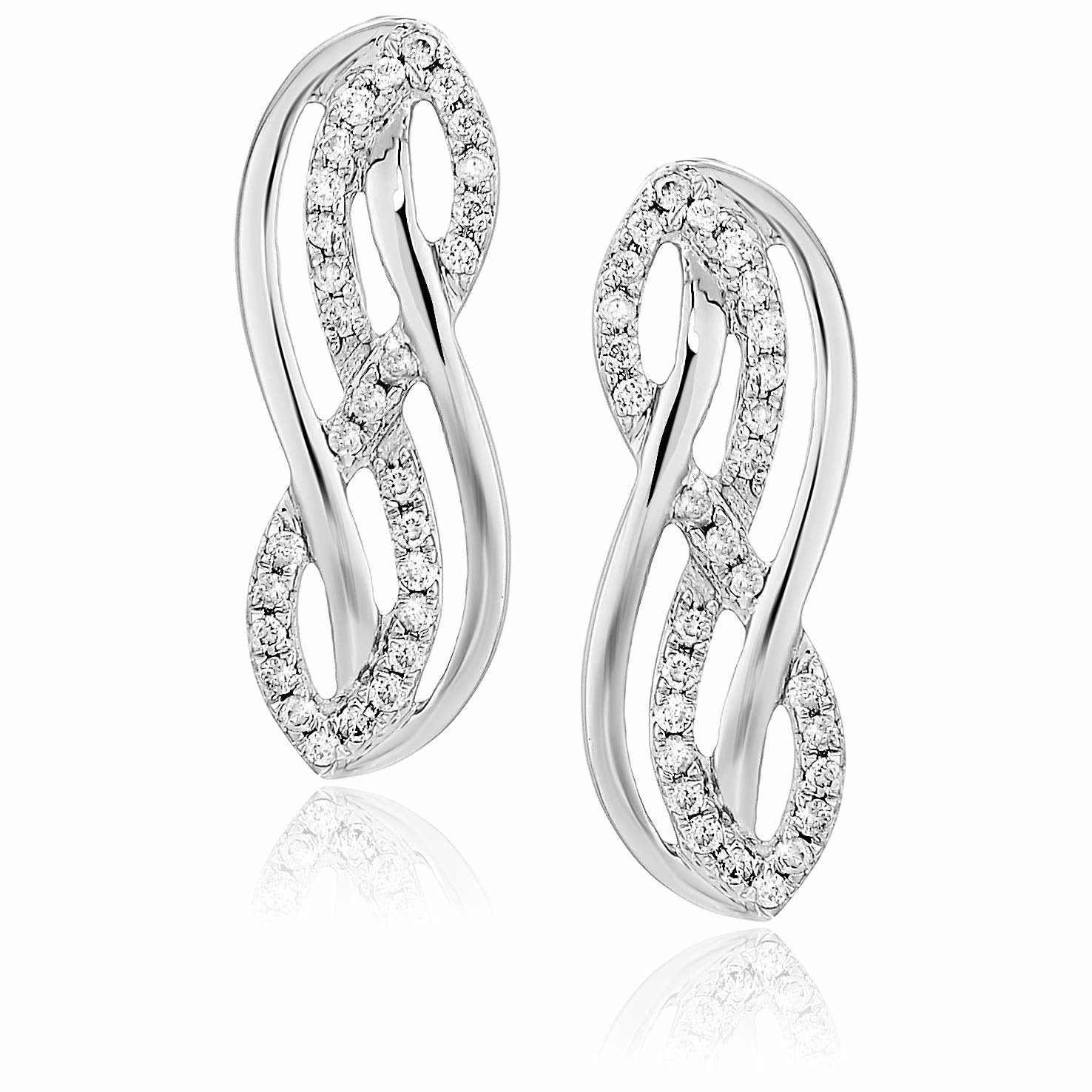 1/4 cttw Diamond Highway Earrings in 10K White Gold