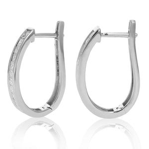 1.50 cttw Princess Cut Diamond Hoop Earrings 14K White Gold Channel Set 0.66 inch