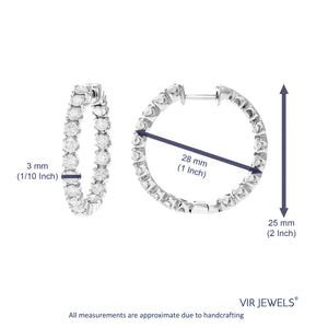 2.50 cttw AGS Certified I1-I2 14K White Gold Diamond Hoop Earrings (I-J) 1.10 inch