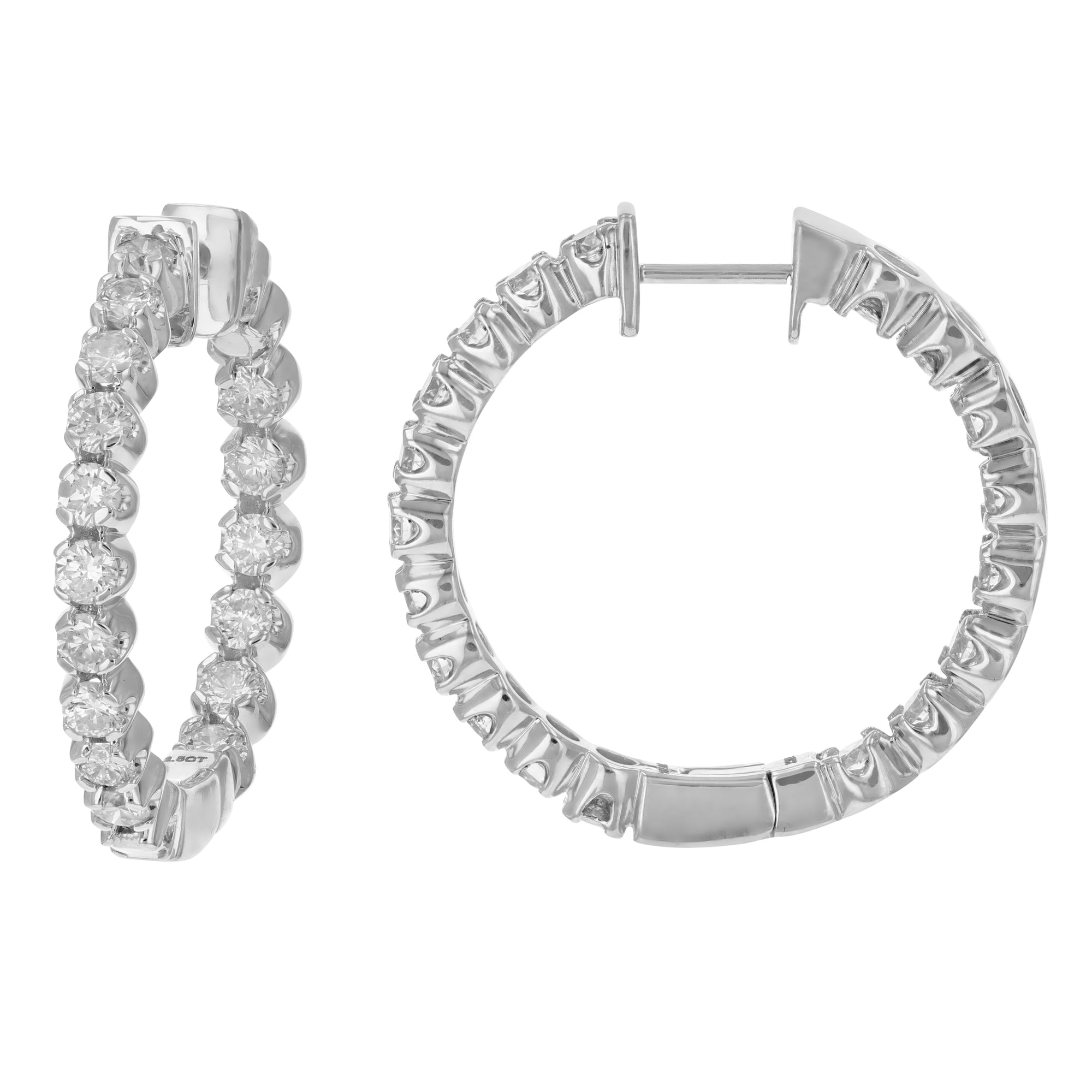 2.50 cttw 14K White Gold Diamond Hoop Earrings (I-J) 1.10 inch