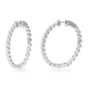 4 cttw Diamond Inside Out Hoop Earrings in 14K White Gold