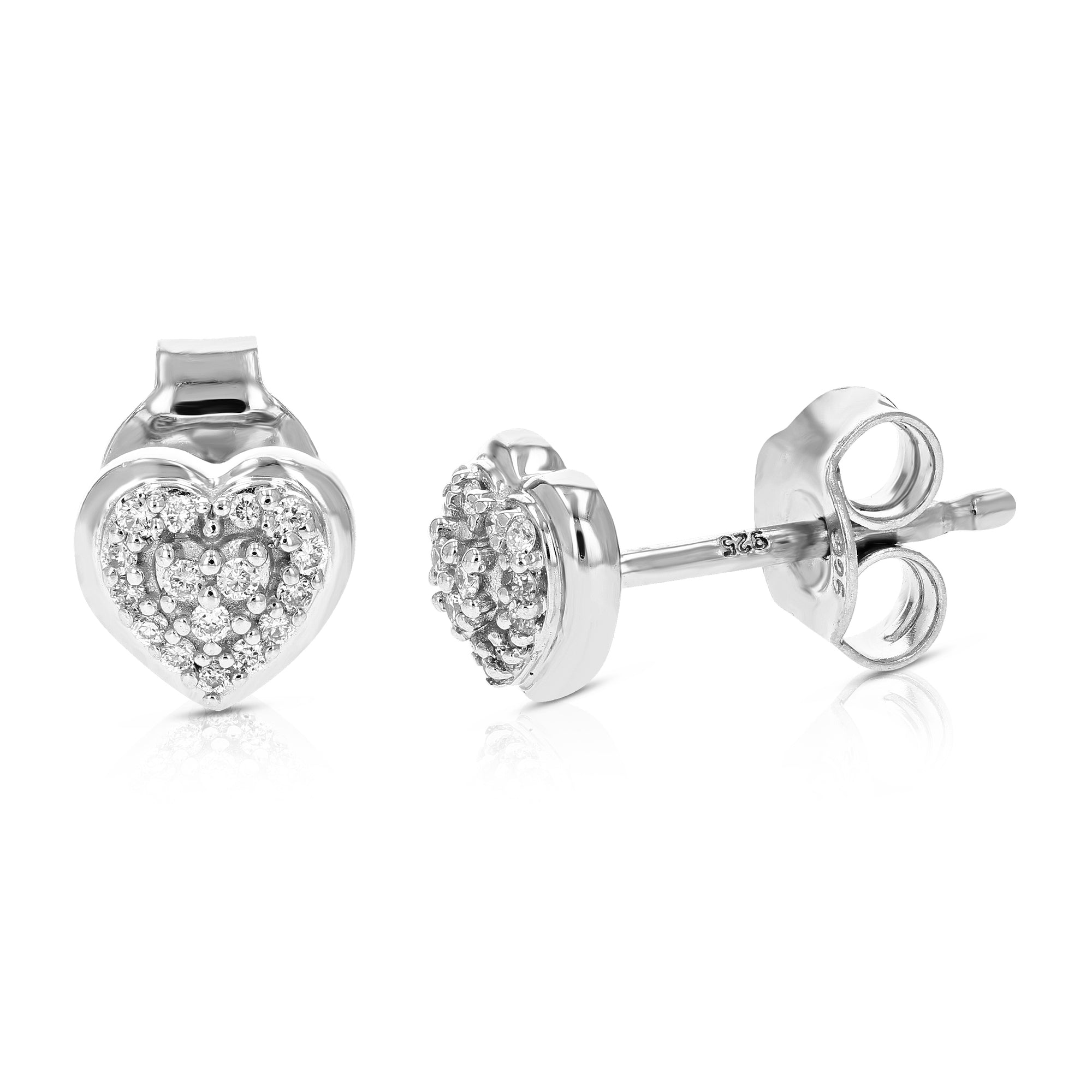 1/10 cttw Stud Earrings for Women, Round Lab Grown Diamond Stud Earrings in .925 Sterling Silver, Prong Setting