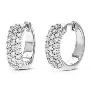 1 cttw Diamond Hoop Earrings for Women, Round Lab Grown Diamond Earrings in .925 Sterling Silver, Prong Setting, 2/3 Inch