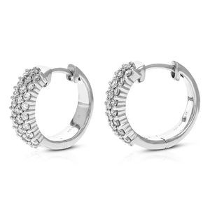 1 cttw Diamond Hoop Earrings for Women, Round Lab Grown Diamond Earrings in .925 Sterling Silver, Prong Setting, 2/3 Inch