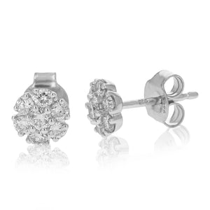 1/2 cttw Stud Earrings for Women, Round Lab Grown Diamond Stud Earrings in .925 Sterling Silver, Prong Setting