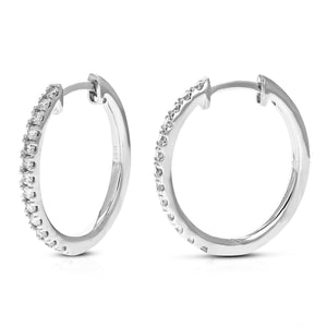 1/2 cttw Diamond Hoop Earrings for Women, Round Lab Grown Diamond Earrings in .925 Sterling Silver, Prong Setting, 3/4 Inch
