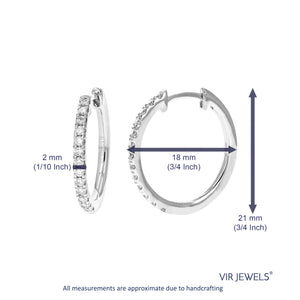 1/2 cttw Diamond Hoop Earrings for Women, Round Lab Grown Diamond Earrings in .925 Sterling Silver, Prong Setting, 3/4 Inch