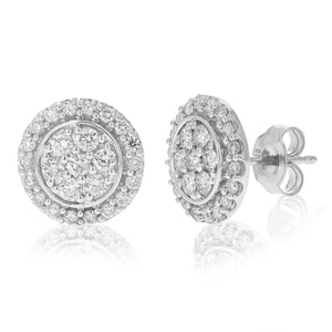 3/4 cttw Stud Earrings for Women, Round Lab Grown Diamond Stud Earrings in .925 Sterling Silver, Prong Setting