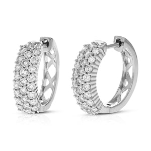 1 cttw Diamond Hoop Earrings for Women, Round Lab Grown Diamond Earrings in .925 Sterling Silver, Prong Setting, 2/3 Inch