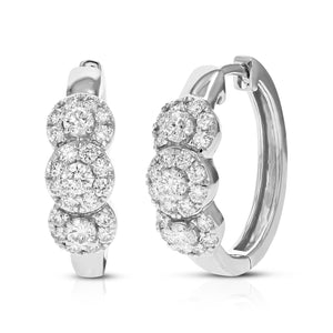 1 cttw Diamond Hoop Earrings for Women, Round Lab Grown Diamond Earrings in .925 Sterling Silver, Prong Setting, 2/3 Inch