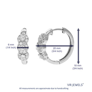 1 cttw Diamond Hoop Earrings for Women, Round Lab Grown Diamond Earrings in .925 Sterling Silver, Prong Setting, 2/3 Inch