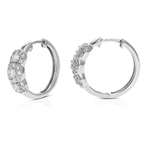 1 cttw Diamond Hoop Earrings for Women, Round Lab Grown Diamond Earrings in .925 Sterling Silver, Prong Setting, 3/4 Inch