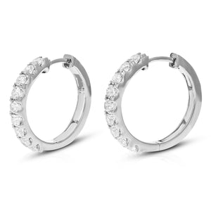 1 cttw Diamond Hoop Earrings for Women, Round Lab Grown Diamond Earrings in .925 Sterling Silver, Prong Setting, 2/3 Inch