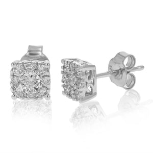 1/2 cttw Stud Earrings for Women, Round Lab Grown Diamond Stud Earrings in .925 Sterling Silver, Prong Setting