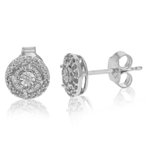 1/4 cttw Stud Earrings for Women, Round Lab Grown Diamond Stud Earrings in .925 Sterling Silver, Prong Setting