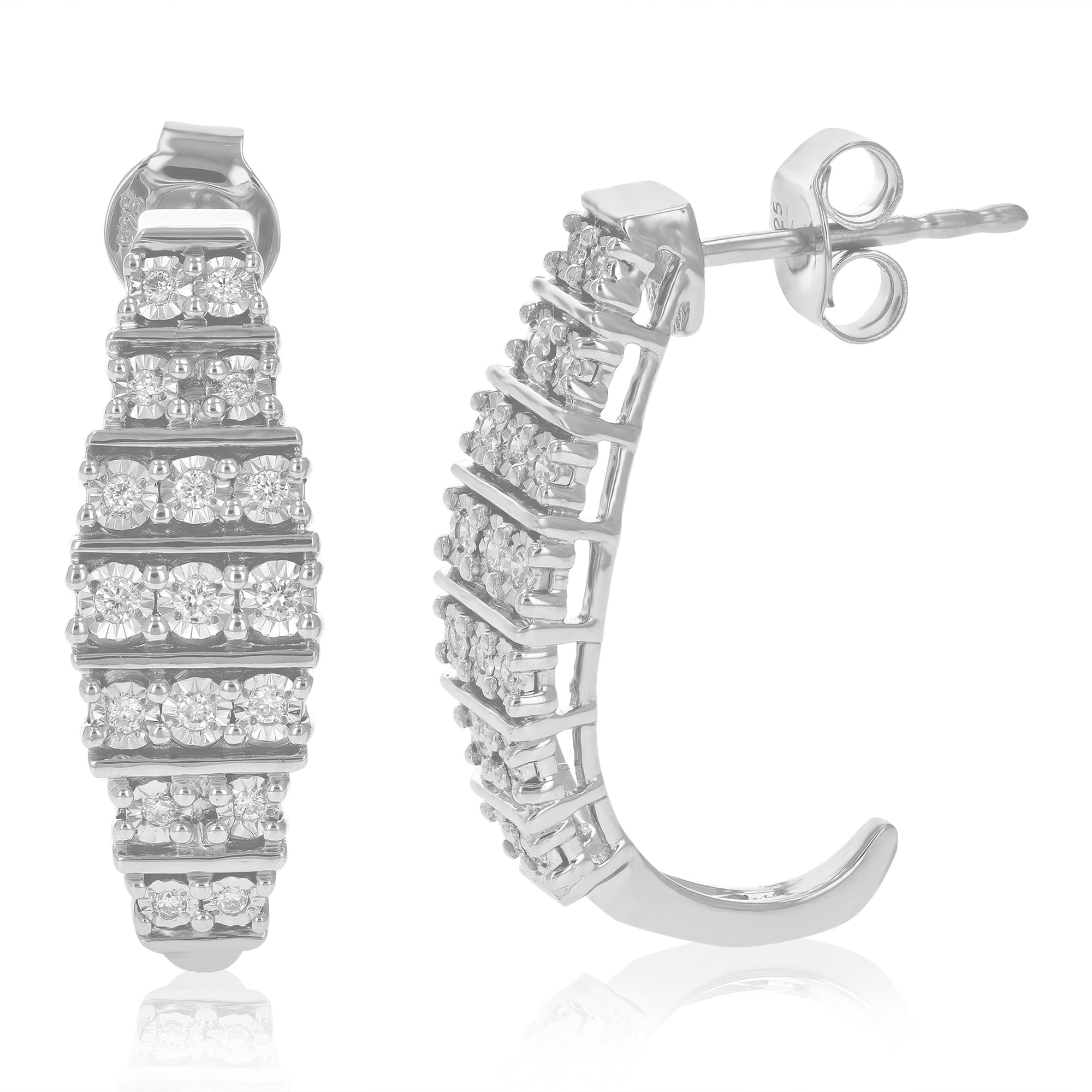 1/5 cttw Dangle Earrings for Women, Round Lab Grown Diamond Dangle Earrings in .925 Sterling Silver, Prong Setting, 1 Inch