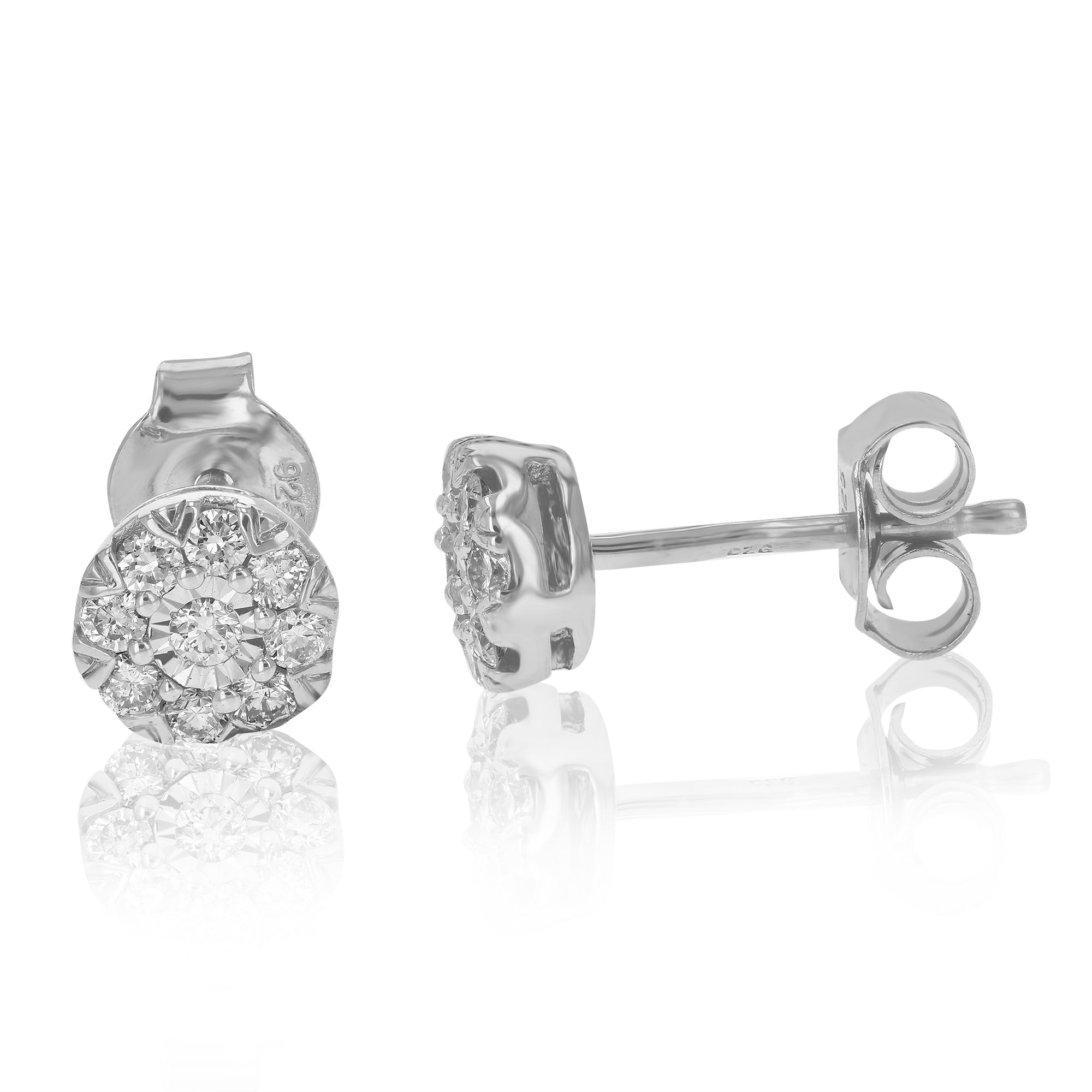 1/3 cttw Stud Earrings for Women, Round Lab Grown Diamond Stud Earrings in .925 Sterling Silver, Prong Setting