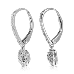 1/4 cttw Dangle Earrings for Women, Round Lab Grown Diamond Dangle Earrings in .925 Sterling Silver, Prong Setting, 3/4 Inch