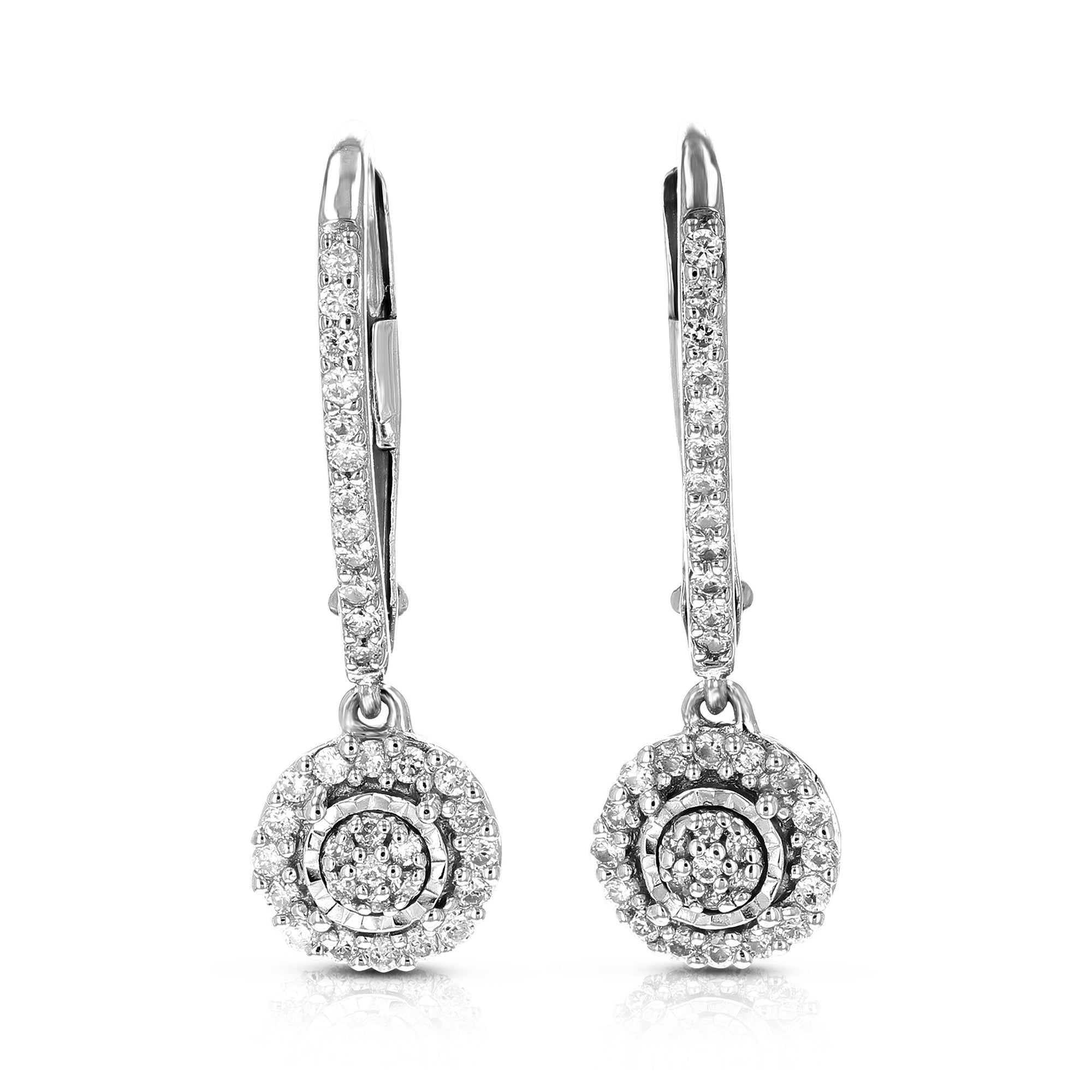 1/4 cttw Dangle Earrings for Women, Round Lab Grown Diamond Dangle Earrings in .925 Sterling Silver, Prong Setting, 3/4 Inch