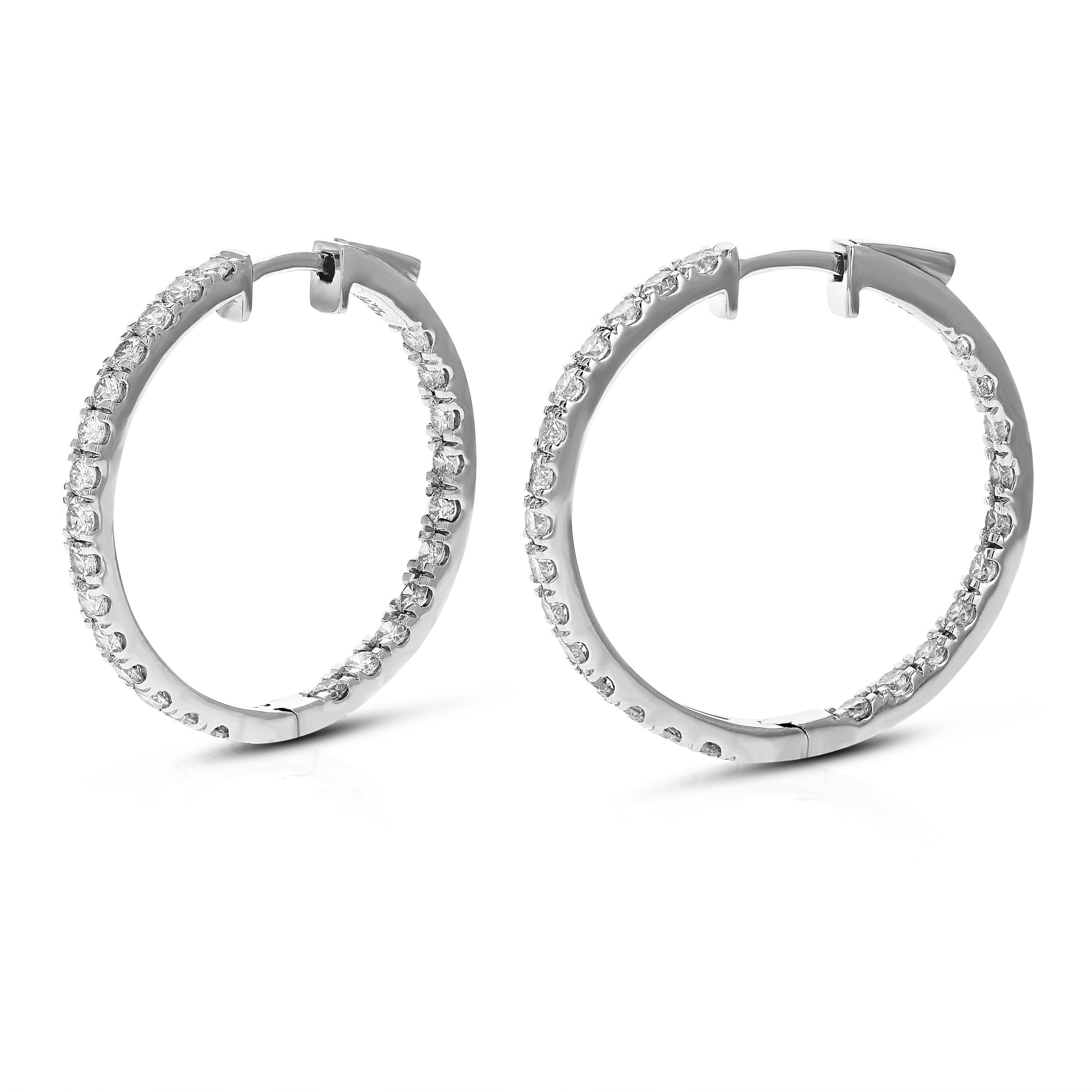 3/4 cttw Round Lab Grown Diamond Hoop Earrings .925 Sterling Silver Prong Set, 3/4 Inch