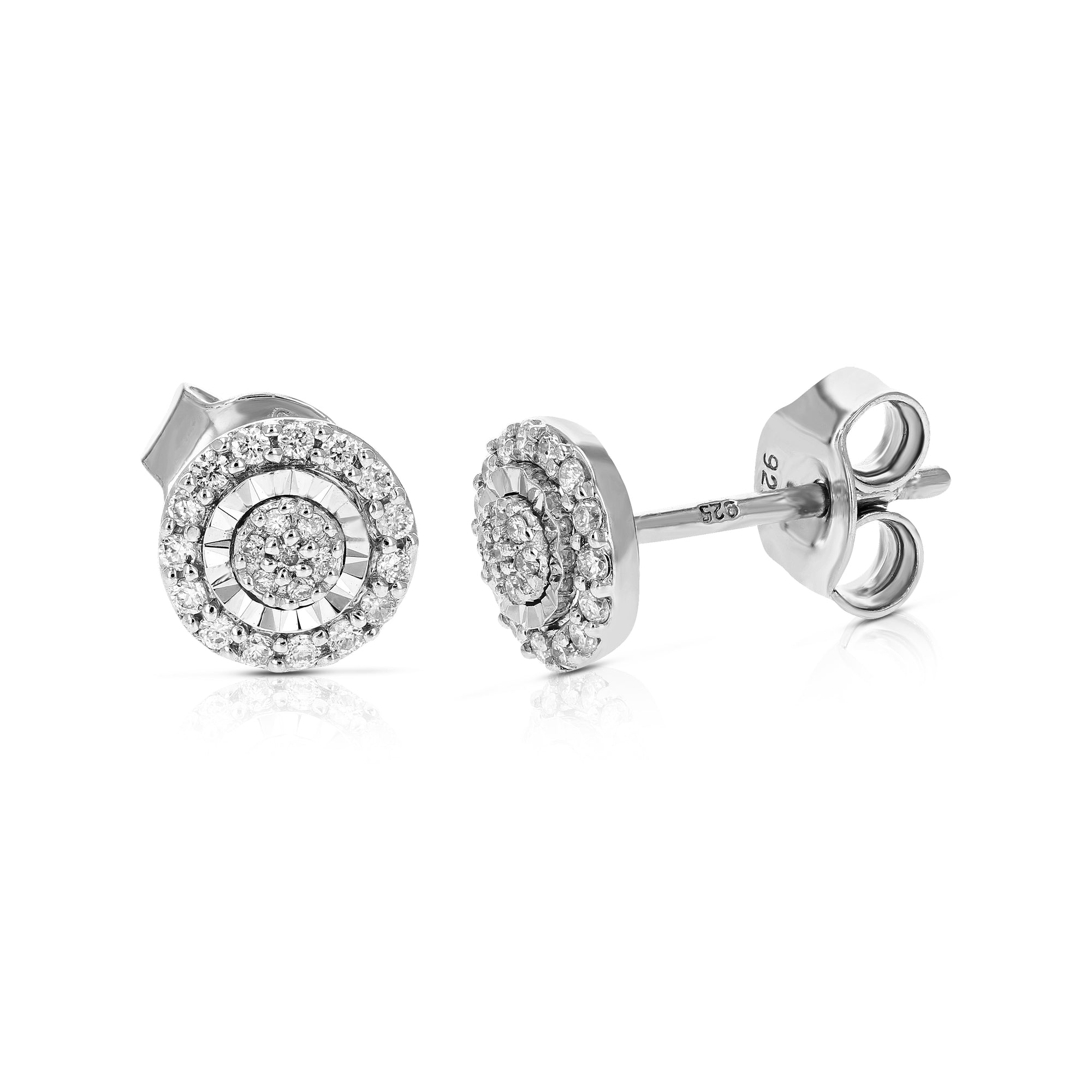 1/5 cttw Stud Earrings for Women, Round Lab Grown Diamond Stud Earrings in .925 Sterling Silver, Prong Setting