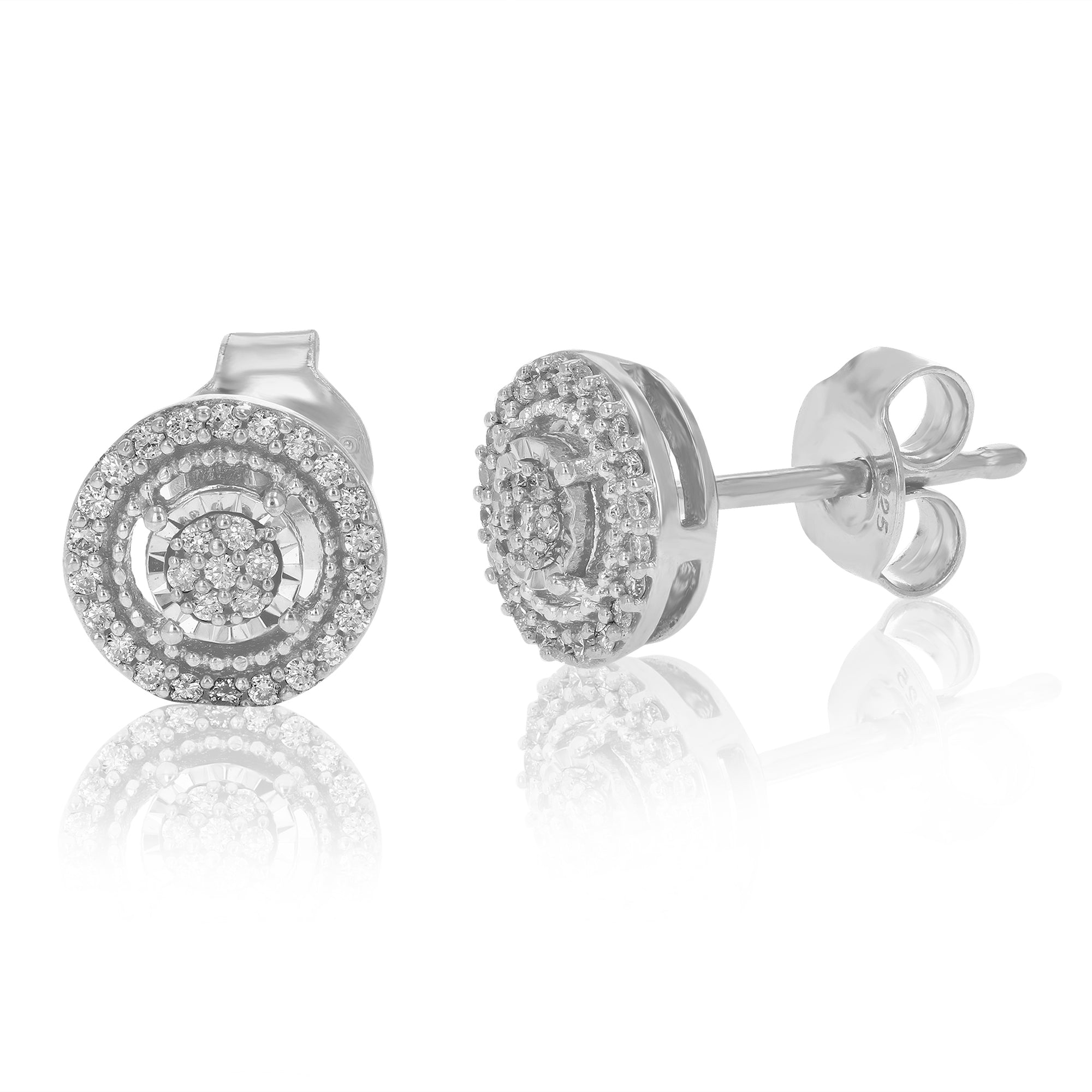 1/6 cttw Stud Earrings for Women, Round Lab Grown Diamond Stud Earrings in .925 Sterling Silver, Prong Setting