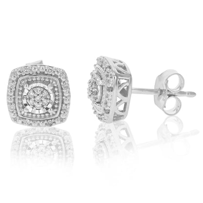 Composite Diamond Cushion Stud Earrings