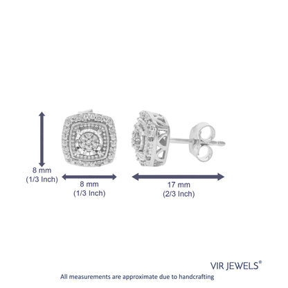 Composite Diamond Cushion Stud Earrings