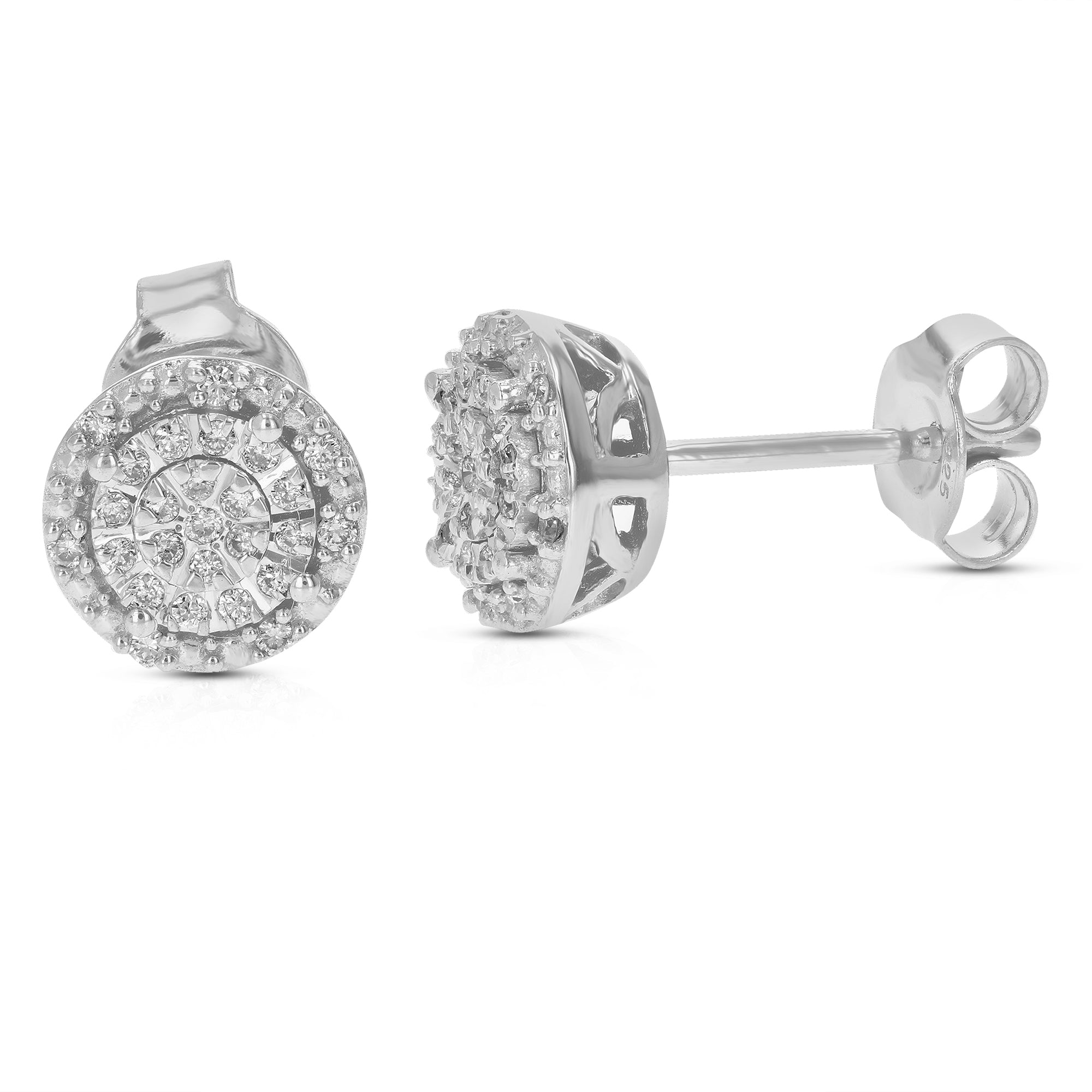 1/6 cttw Stud Earrings for Women, Round Lab Grown Diamond Stud Earrings in .925 Sterling Silver, Prong Setting