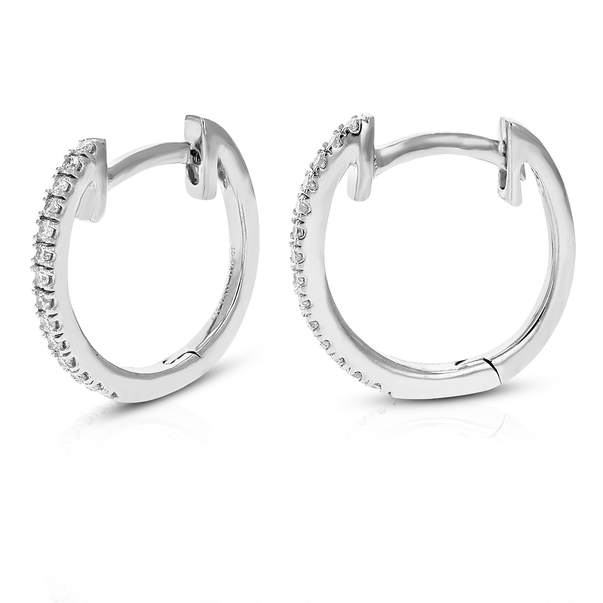 1/10 cttw Diamond Hoop Earrings for Women, Round Lab Grown Diamond Earrings in .925 Sterling Silver, Prong Setting, 1/2 Inch