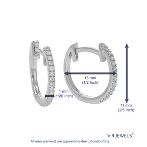 1/10 cttw Diamond Hoop Earrings for Women, Round Lab Grown Diamond Earrings in .925 Sterling Silver, Prong Setting, 1/2 Inch