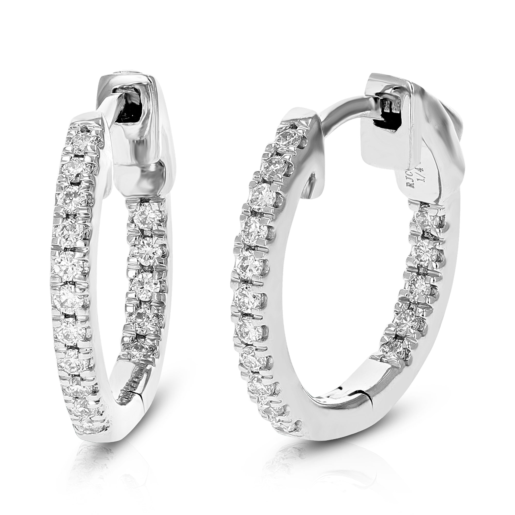 1/4 cttw Diamond Hoop Earrings for Women, Round Lab Grown Diamond Earrings in .925 Sterling Silver, Prong Setting, 1/2 Inch