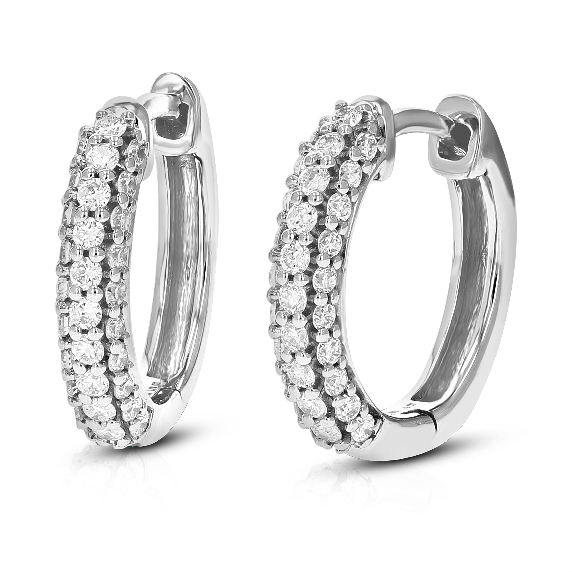 1/2 cttw Diamond Hoop Earrings for Women, Round Lab Grown Diamond Earrings in .925 Sterling Silver, Prong Setting, 1/2 Inch