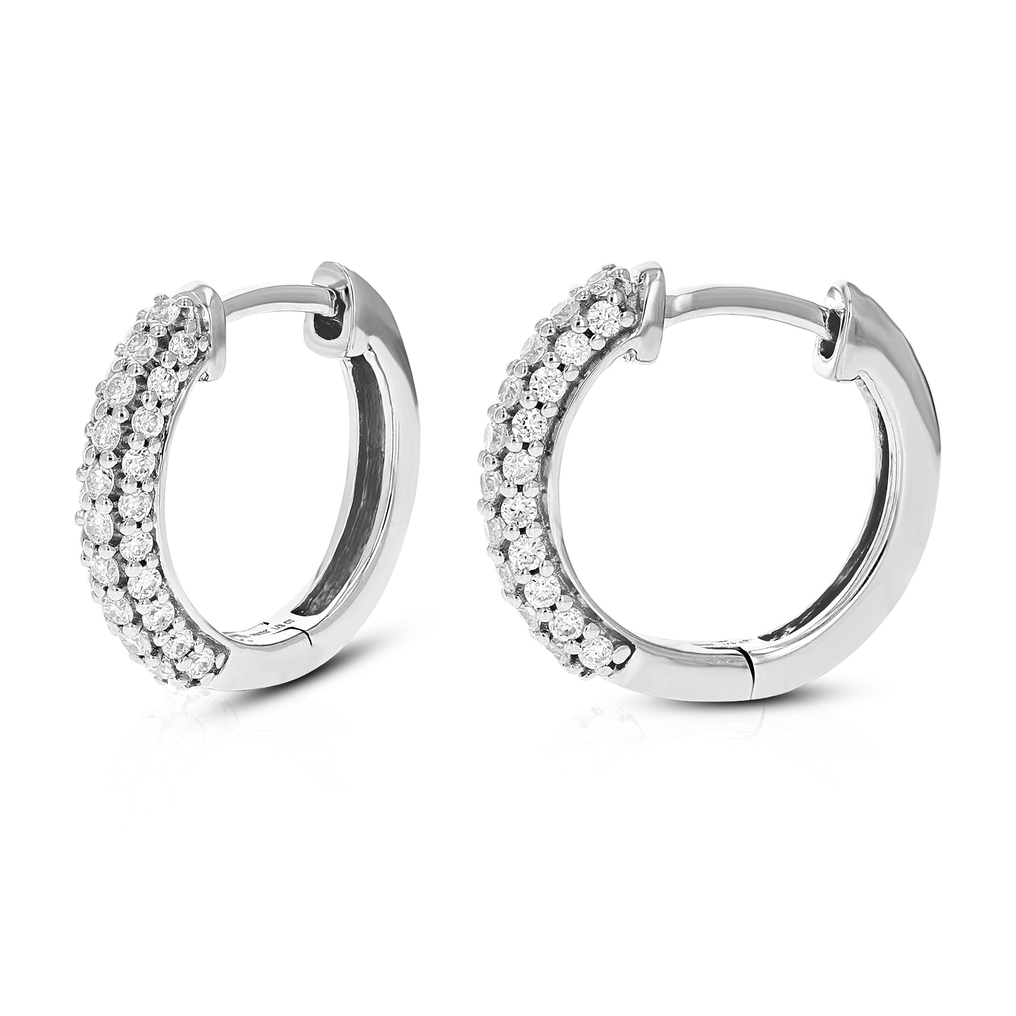 1/2 cttw Diamond Hoop Earrings for Women, Round Lab Grown Diamond Earrings in .925 Sterling Silver, Prong Setting, 1/2 Inch