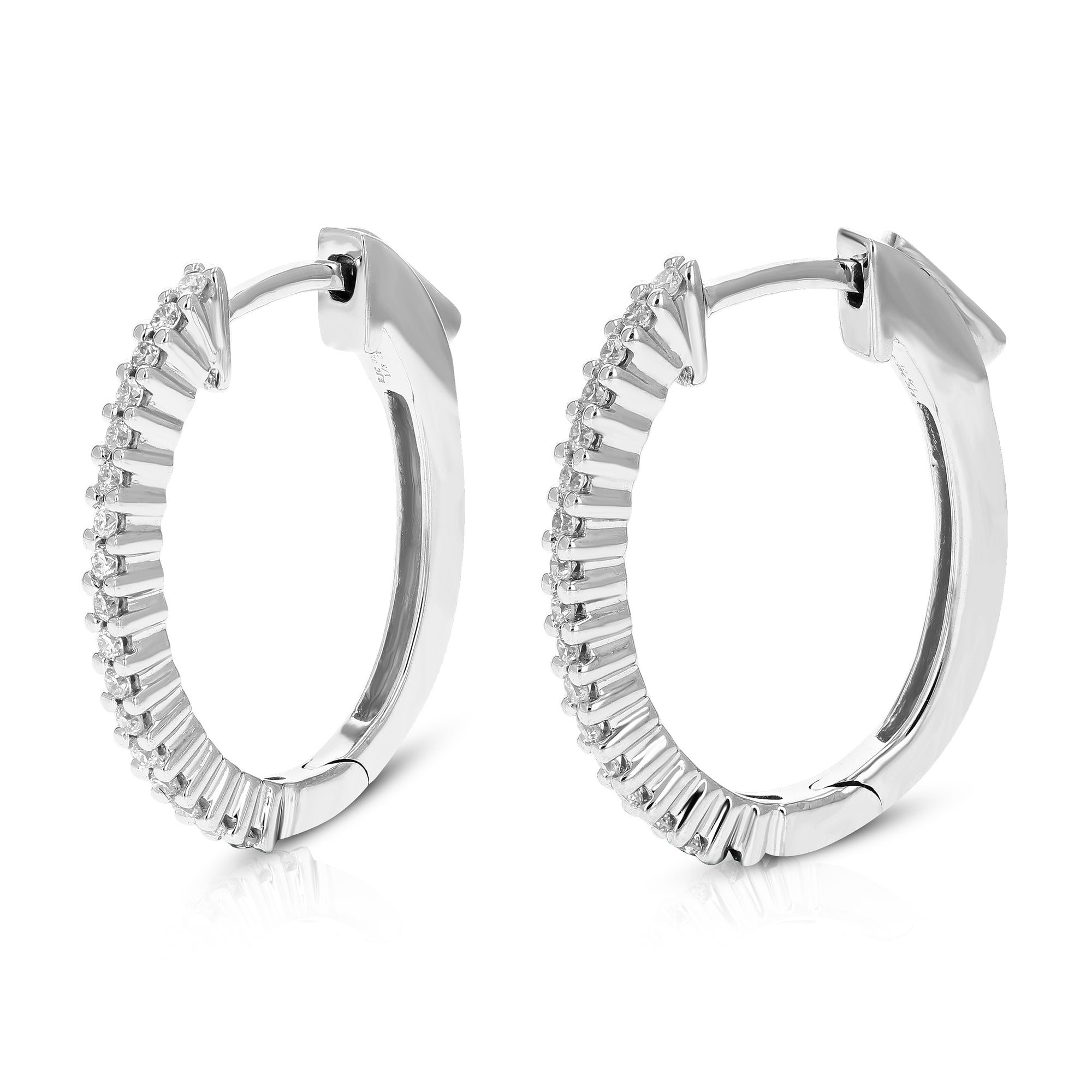 1/4 cttw Diamond Hoop Earrings for Women, Round Lab Grown Diamond Earrings in .925 Sterling Silver, Prong Setting, 3/4 Inch