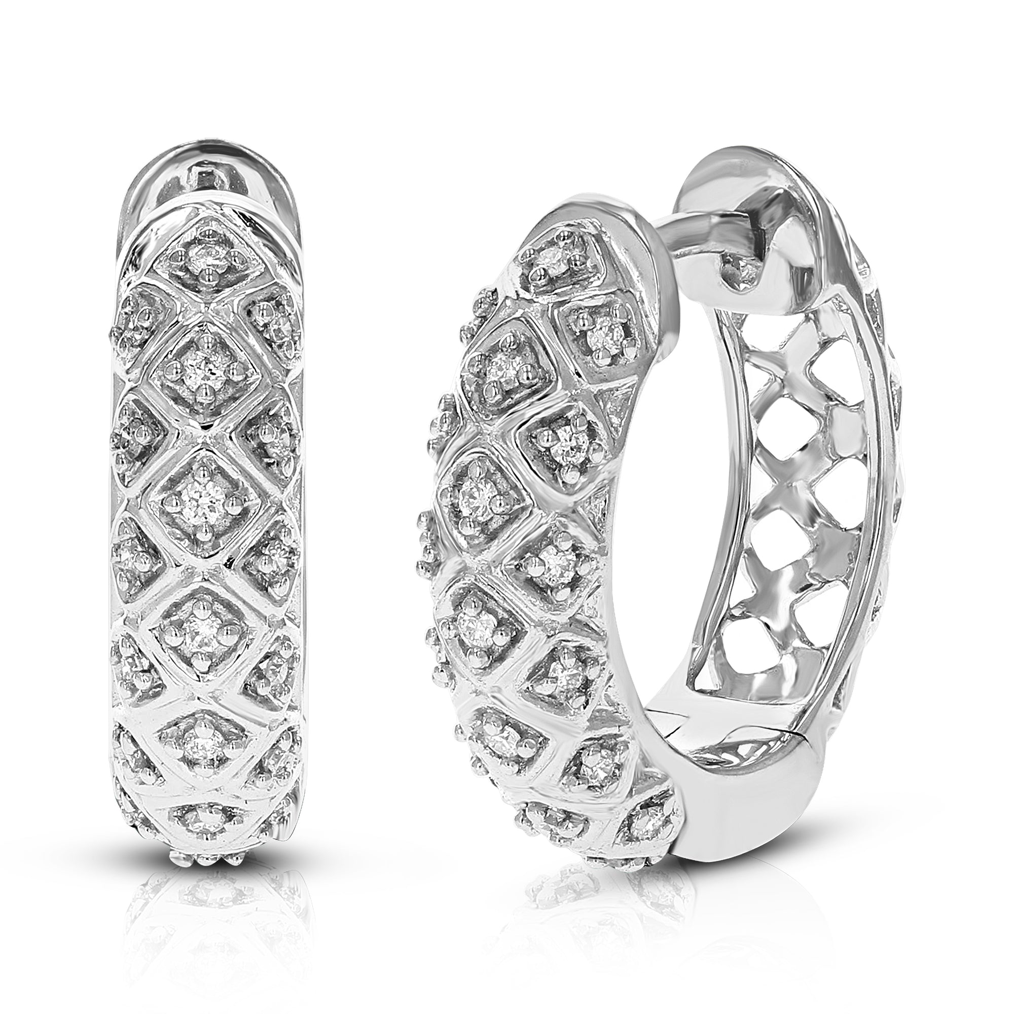 1/6 cttw Diamond Hoop Earrings for Women, Round Lab Grown Diamond Earrings in .925 Sterling Silver, Prong Setting, 2/3 Inch