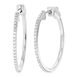 1/4 cttw Diamond Hoop Earrings for Women, Round Lab Grown Diamond Earrings in .925 Sterling Silver, Prong Setting, 1 Inch