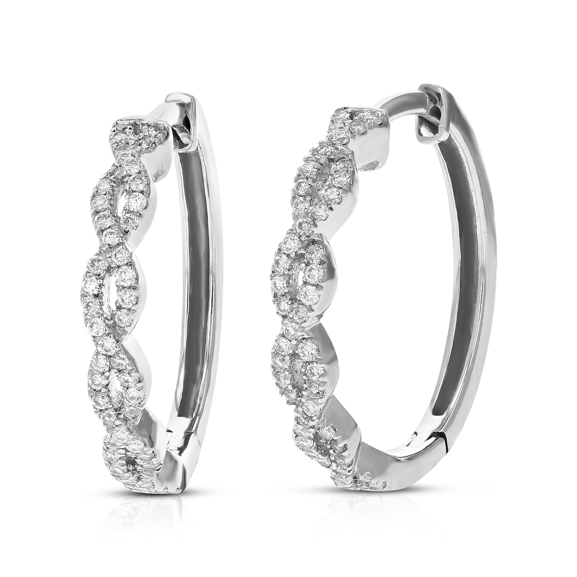 1/4 cttw Diamond Hoop Earrings for Women, Round Lab Grown Diamond Earrings in .925 Sterling Silver, Prong Setting, 3/4 Inch