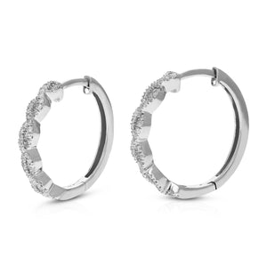 1/4 cttw Diamond Hoop Earrings for Women, Round Lab Grown Diamond Earrings in .925 Sterling Silver, Prong Setting, 3/4 Inch