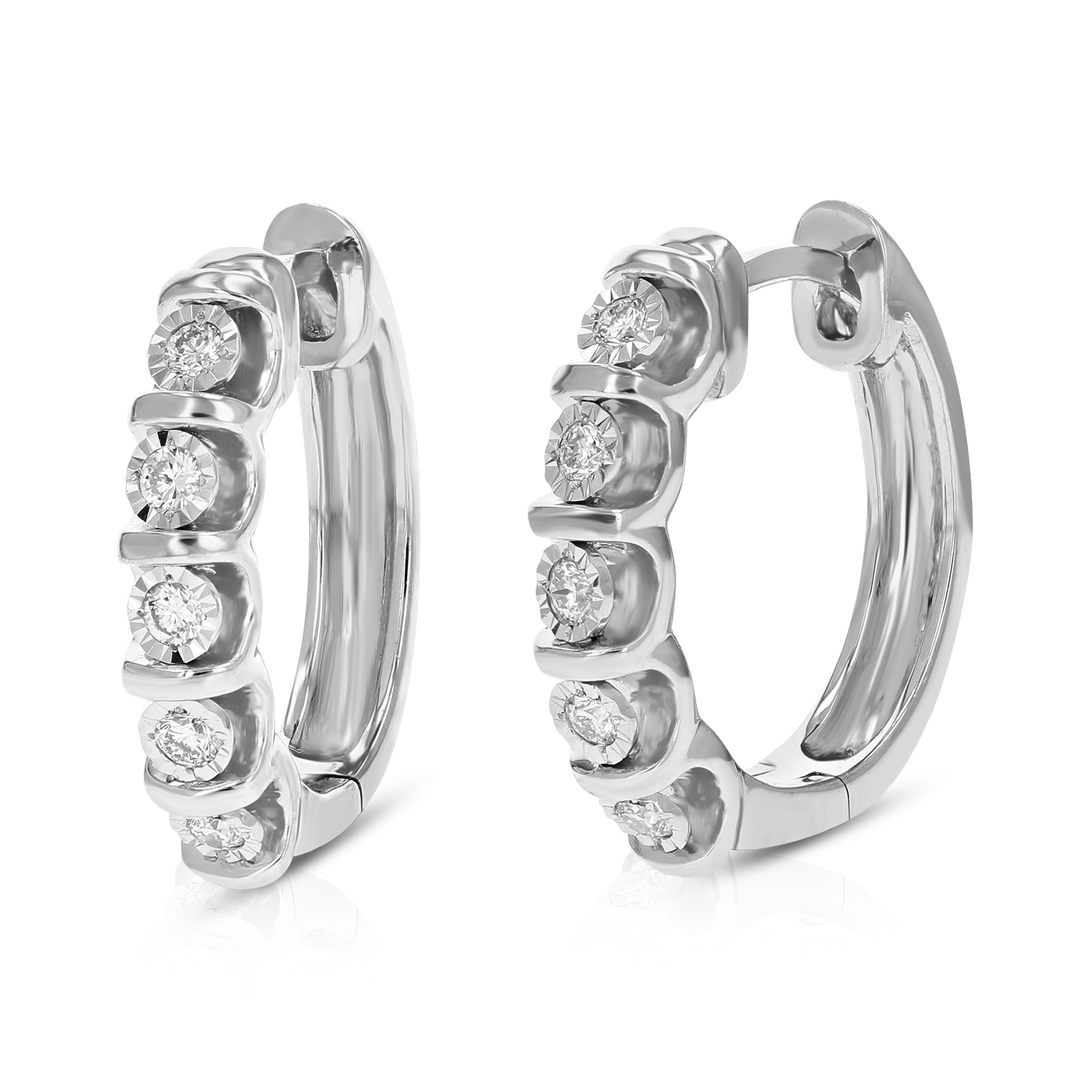 1/4 cttw Diamond Hoop Earrings for Women, Round Lab Grown Diamond Earrings in .925 Sterling Silver, Prong Setting, 2/3 Inch