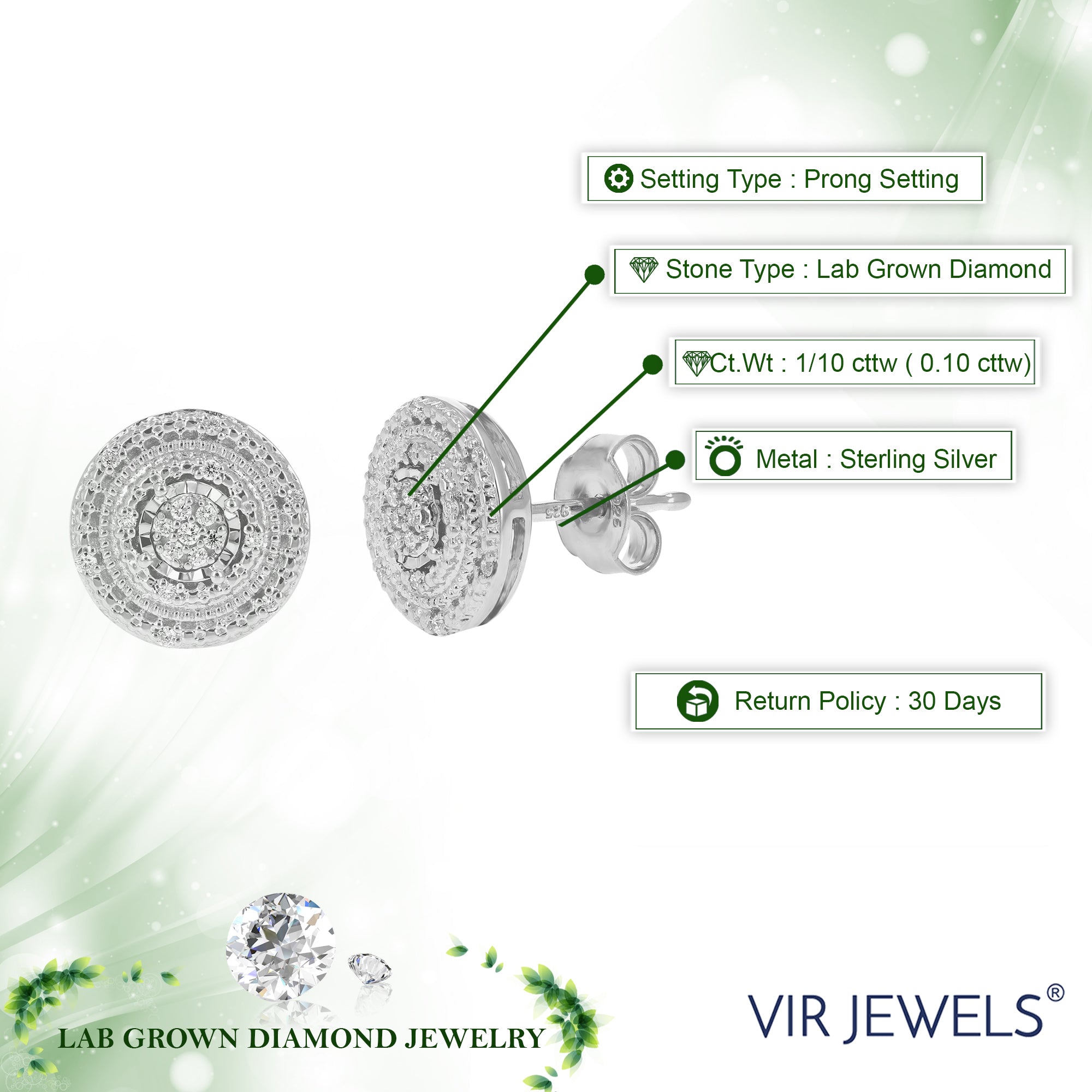 Composite Diamond Stud Earrings