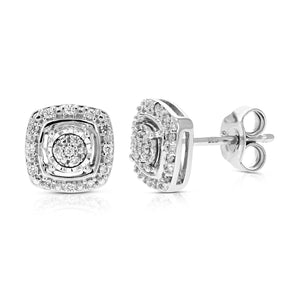 1/8 cttw Stud Earrings for Women, Round Lab Grown Diamond Stud Earrings in .925 Sterling Silver, Prong Setting