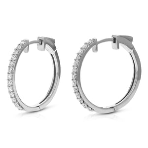 1/2 cttw Diamond Hoop Earrings for Women, Round Lab Grown Diamond Earrings in .925 Sterling Silver, Prong Setting, 3/4 Inch