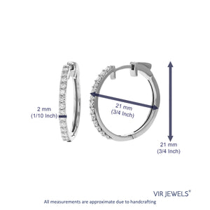 1/2 cttw Diamond Hoop Earrings for Women, Round Lab Grown Diamond Earrings in .925 Sterling Silver, Prong Set, 3/4 Inch