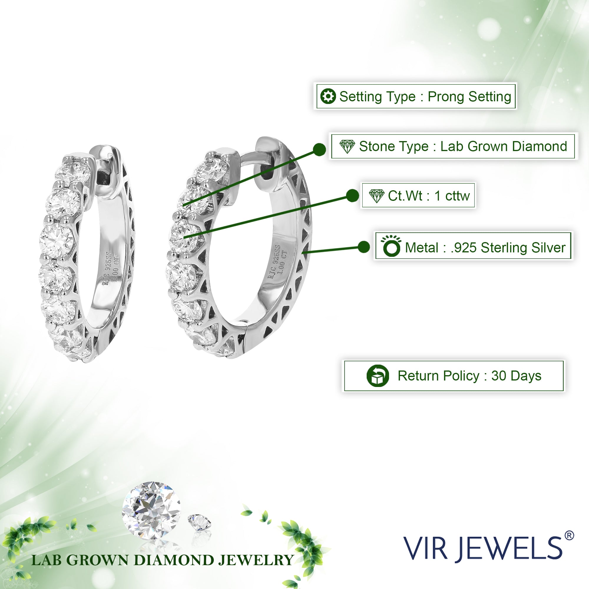 Round Prong Hoop Earrings