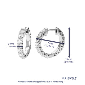 1 cttw Diamond Hoop Earrings for Women, Round Lab Grown Diamond Earrings in .925 Sterling Silver, Prong Set, 2/3 Inch