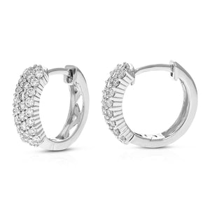 1/2 cttw Round Cut Lab Grown Diamond Hoop Earrings in .925 Sterling Silver Prong Set 1/2 Inch