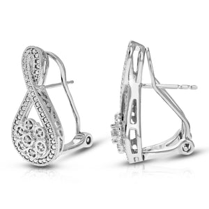 1/20 cttw 6 Stones Round Lab Grown Diamond Dangle Earrings .925 Sterling Silver Prong Set, 1/2 Inch
